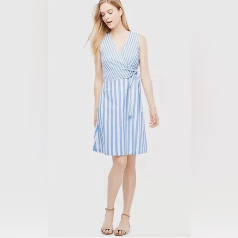 Francesca striped wrap dress size large.  FINAL SALE.
